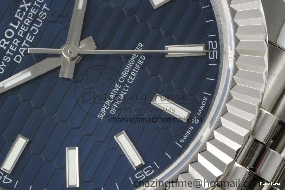 MiroTime 0415 TopPick DateJust 41 SS JDF 904L Steel Blue Textured Dial on Jubilee Bracelet VR3235 V 2235